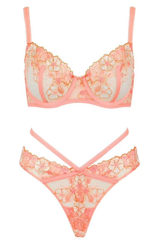 Love, Vera Floral Embrodiered Underwire Demi Bra 8