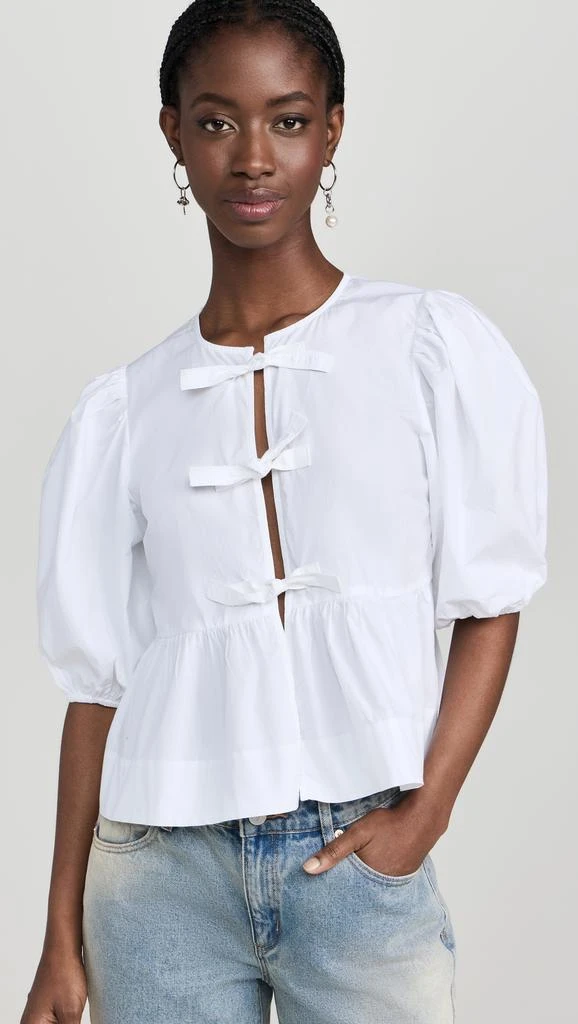 Ganni Cotton Poplin Peplum Blouse 6
