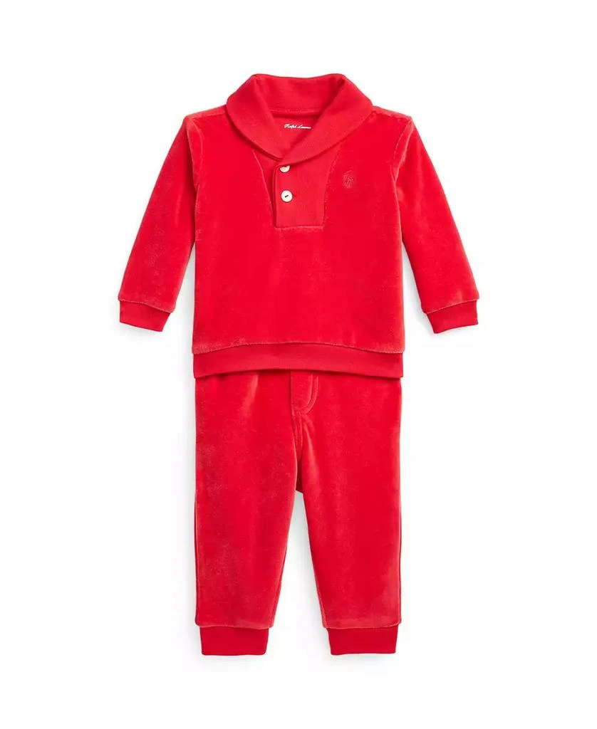 Ralph Lauren Baby Boys Velour Pullover and Pants, 2 Piece Set 1