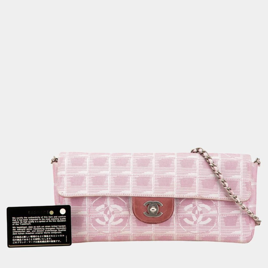 Chanel Chanel Pink Nylon New Travel Line East West Flap Bag 8