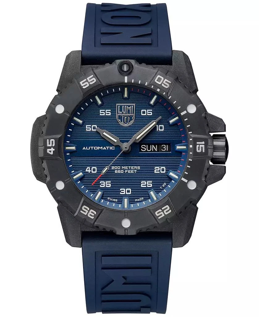 Luminox Men's Swiss Automatic Master Carbon Seal Blue Rubber Strap Watch 45mm 1