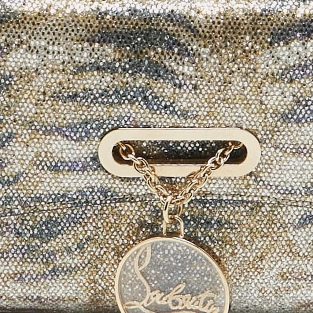Christian Louboutin Christian Louboutin Gold/Blue Printed Glitter Riviera Clutch Bag 5