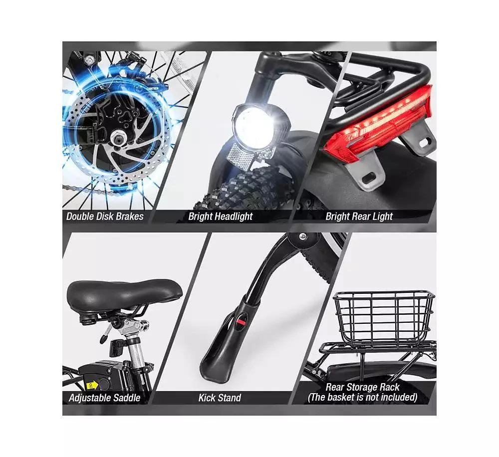 Hitway Folding Electric Bicycle for Adults with 20-Inch Fat Tires Snow E-Bike 9