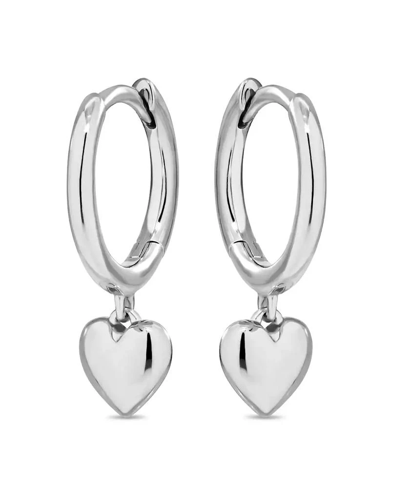 DEVATA Heart Hoop Earrings in Rhodium Plated Sterling Silver 2