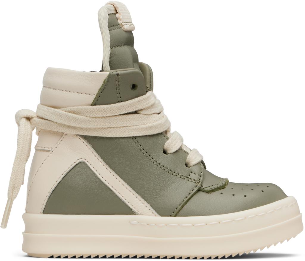 Rick Owens Green & Off-White Hollywood Geobasket Sneakers
