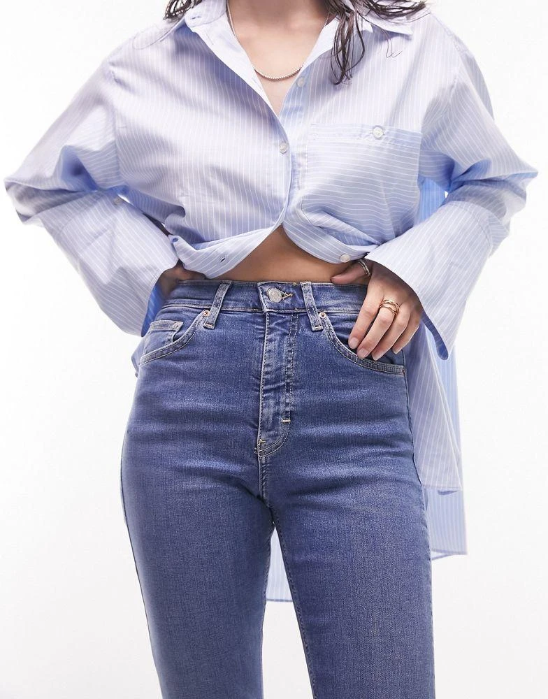 Topshop Topshop  high rise Jamie flare jeans in mid blu 3