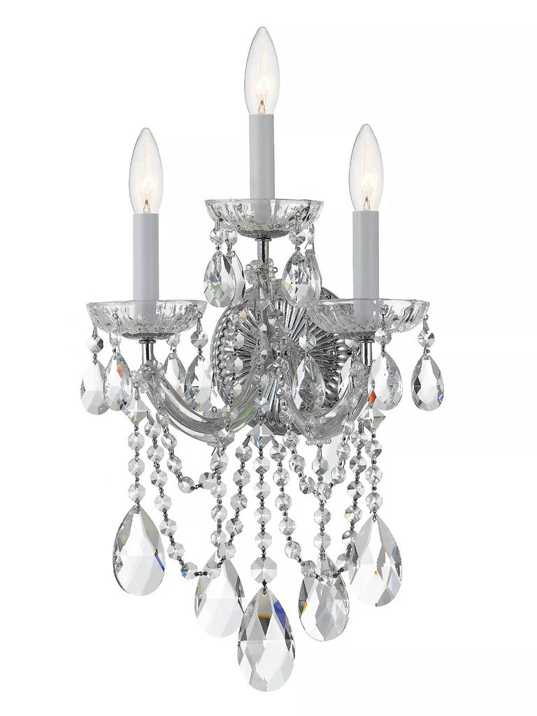 Crystorama Maria Theresa 3-Light Glass & Crystal Wall Sconce