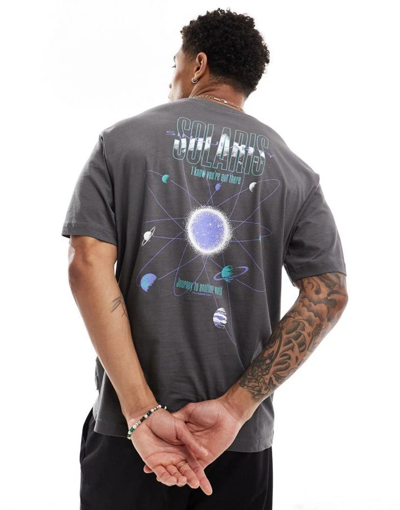 Only & Sons ONLY & SONS oversized t-shirt with solaris back print in grey 2