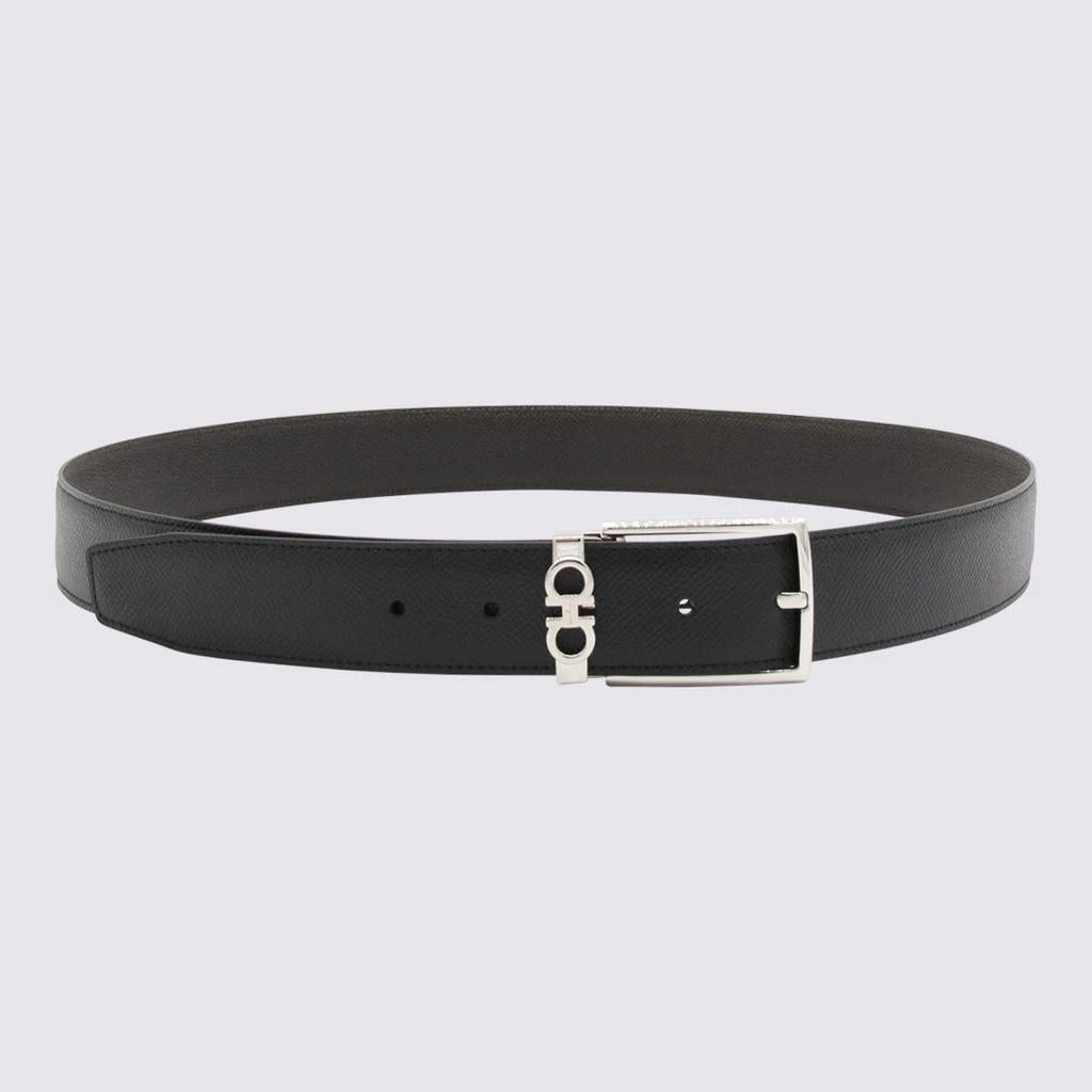 Salvatore Ferragamo Black And Silver Leather Belt – On Sale  display picture 3