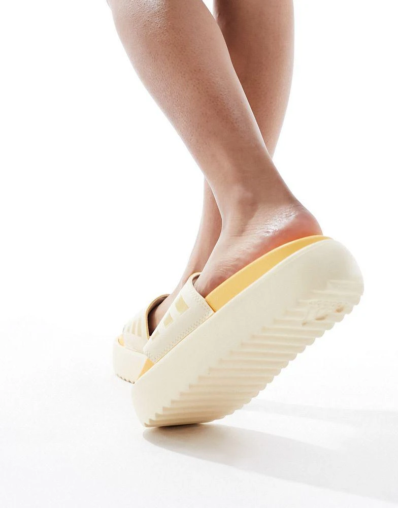 Adidas adidas Training Adilette platform sliders in sand and gold 3