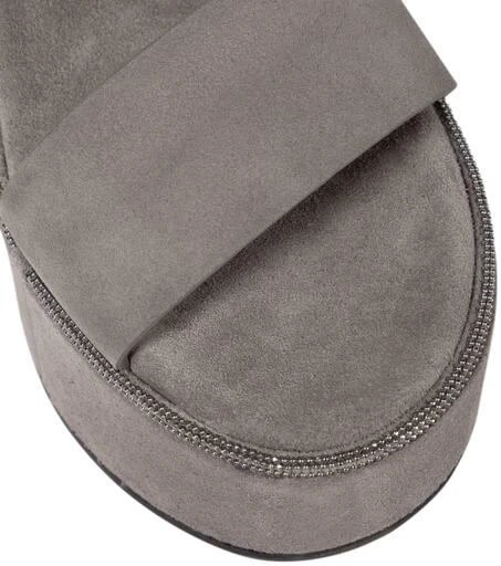 Brunello Cucinelli Suede platform wedge sandals 6