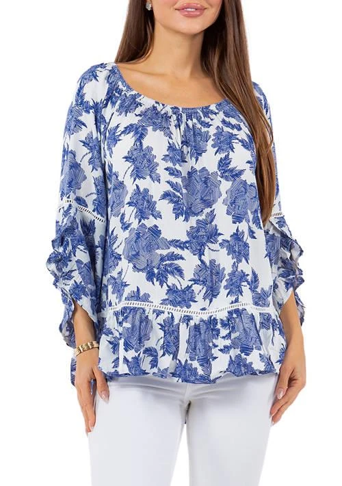 John Paul Richard Paul Richard Womens Symphony Sleeve Printed Blouse 1