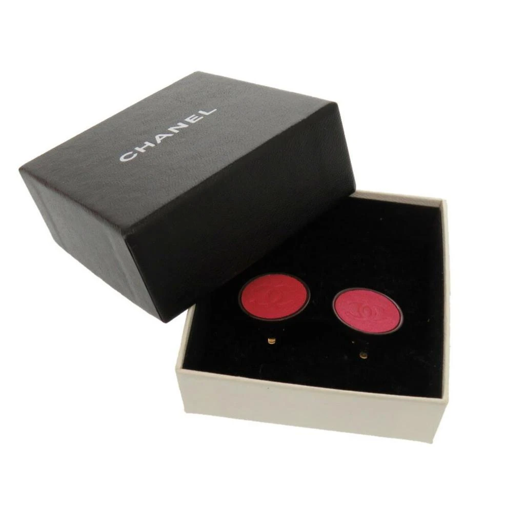 Chanel Leather Metal Clip Earrings (Pre-Owned) 2