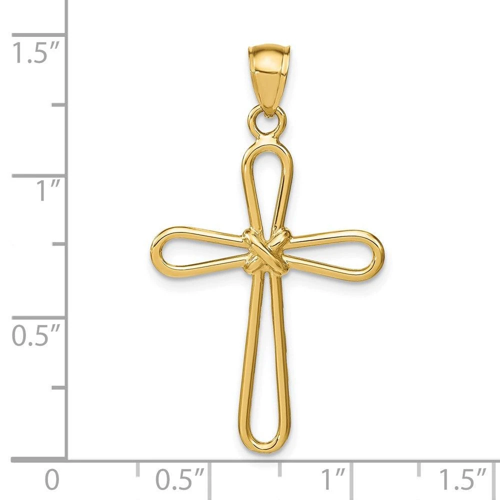 Diamond2Deal 14k Yellow Gold Polished Rounded Cross -X- Center Pendant 4