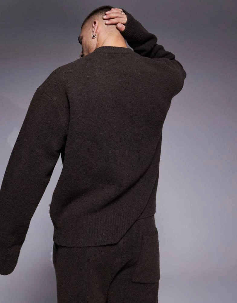 The Couture Club The Couture Club co-ord fluffy knit emblem jumper in brown 4
