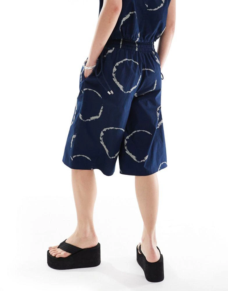 COLLUSION COLLUSION long line boxer short co ord in blue tie dye print 2