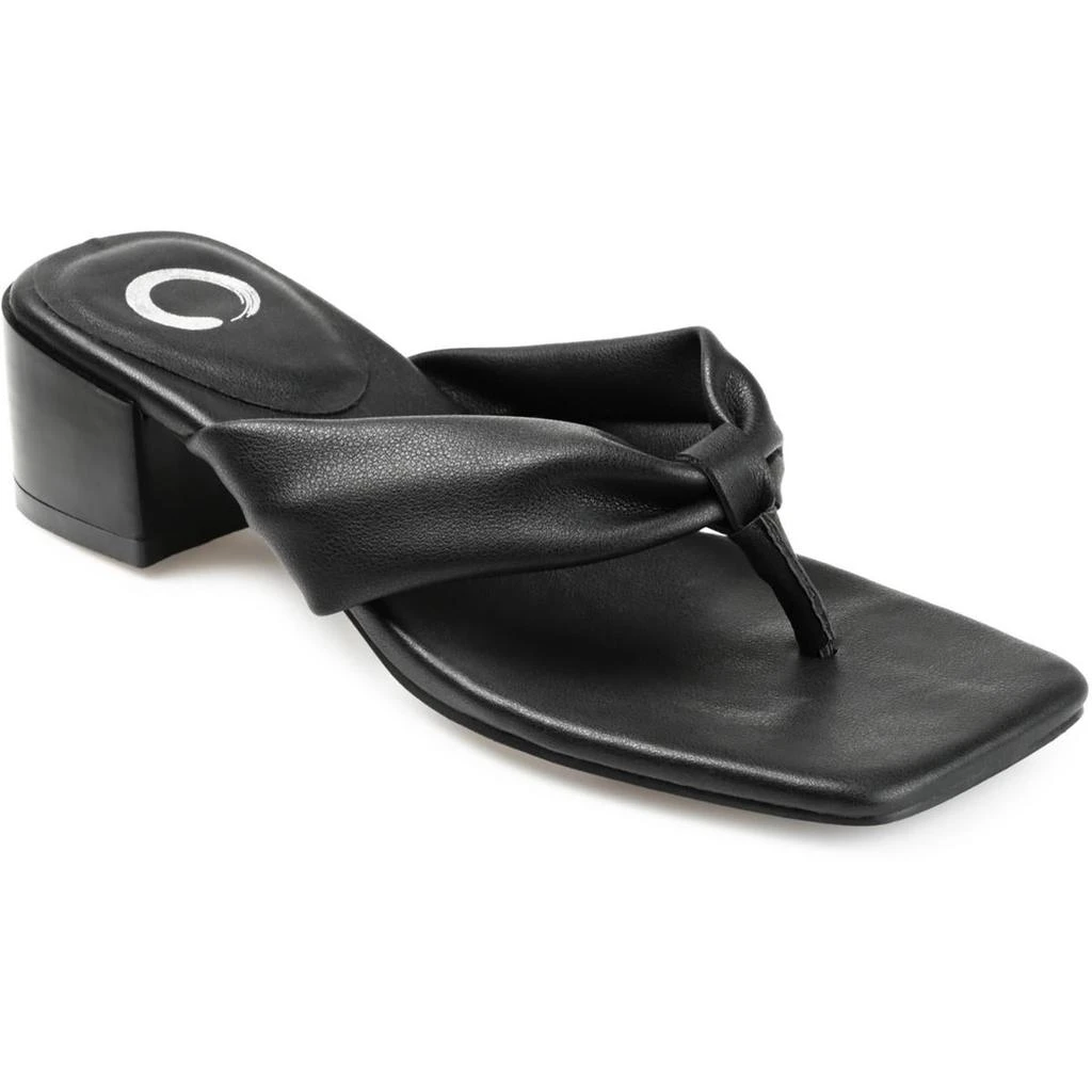 Journee Collection Seelah Womens Faux Leather Thong Block Heels 1