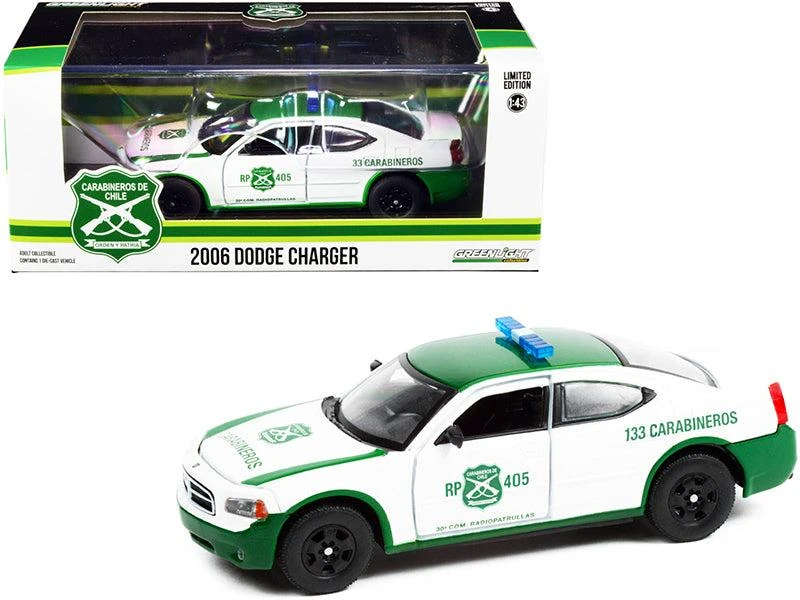 Greenlight 2006 Dodge Charger Police Car White and Green "Carabineros de Chile" 1/43 Diecast Model Car by 1