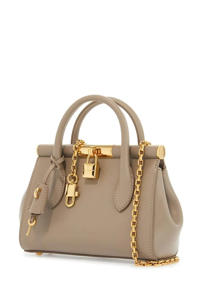 DOLCE & GABBANA taupe leather handbag with lock 3