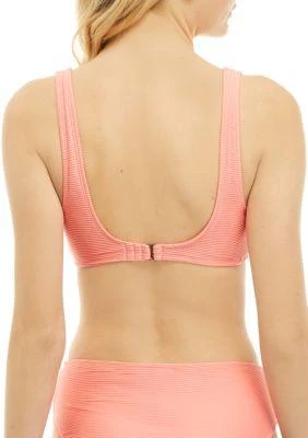 TRUE CRAFT Craft Ribbed Tie Front Bralette Swim Top 2