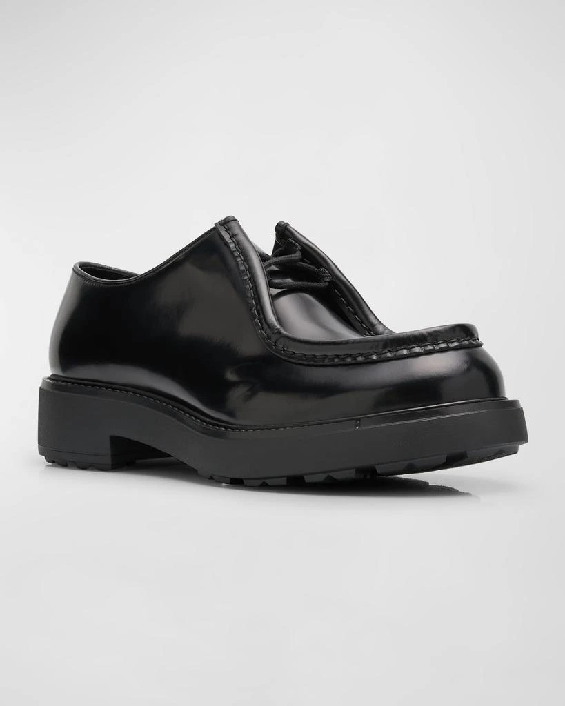 Prada Men's Diapason Opaque Brushed Leather Derby Shoes 2