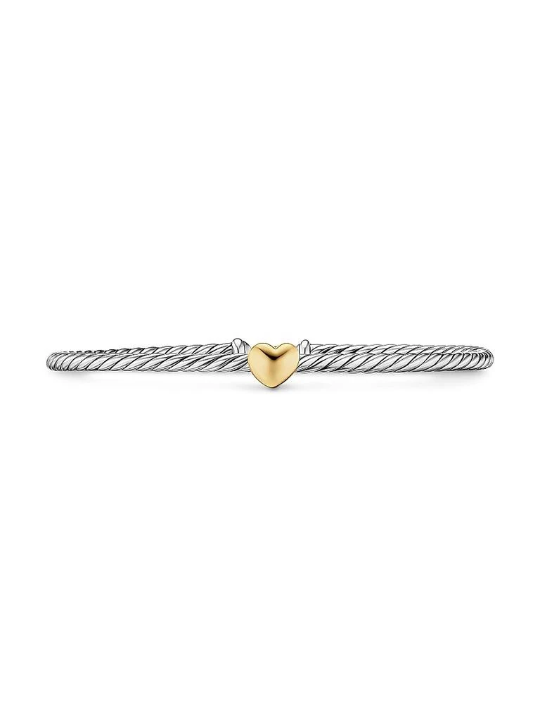 David Yurman Micro Cable Flex Heart Station Bracelet in Sterling Silver