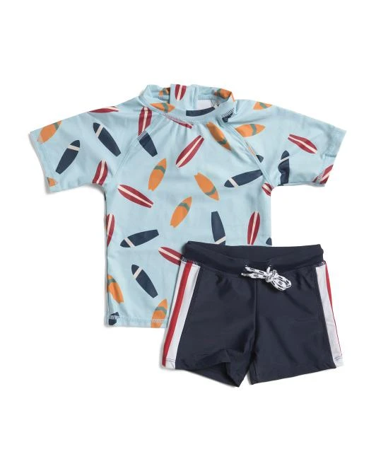 SNAPPER ROCK Infant And Toddler Boys 2pc Retro Surf Rash Guard And Shorts Set 1