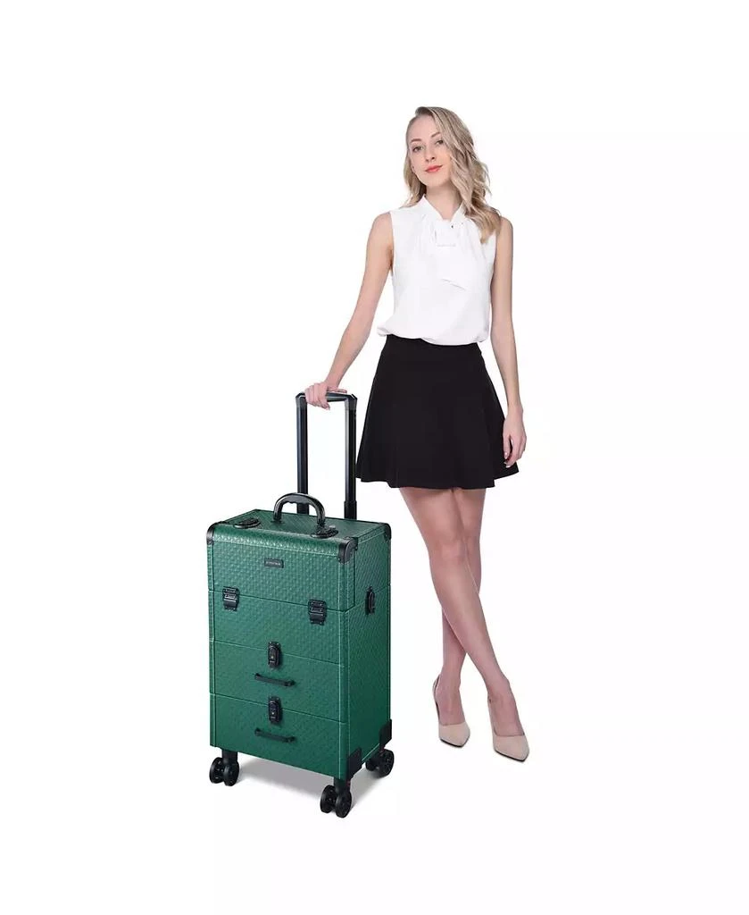 Byootique Rolling Makeup Train Case Cosmetic Organizer Trolley 2 Drawer Lockable 4