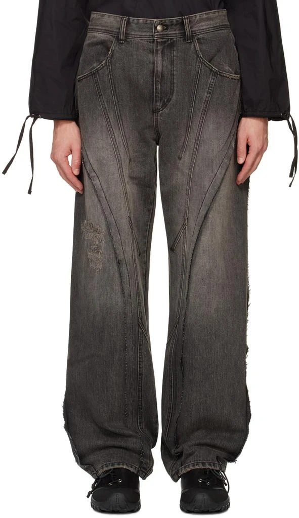 ANDERSSON BELL Black Panel Carpenter Wide-Leg Jeans 1