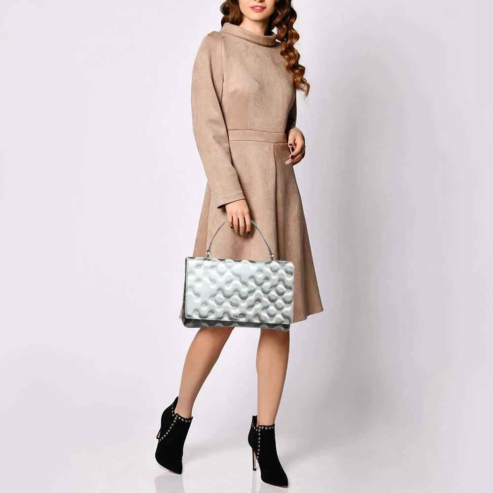 Prada Prada Grey Molecule Print Leather Flap Top Handle Bag 3