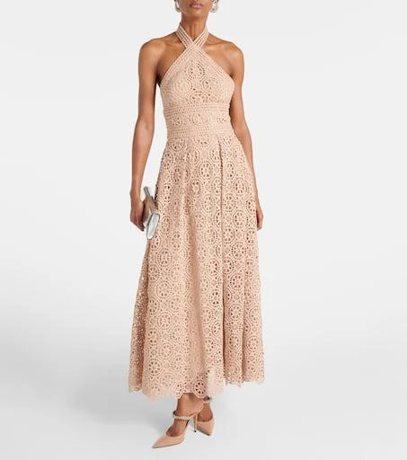 Elie Saab Macramé halterneck cotton-blend midi dress 2