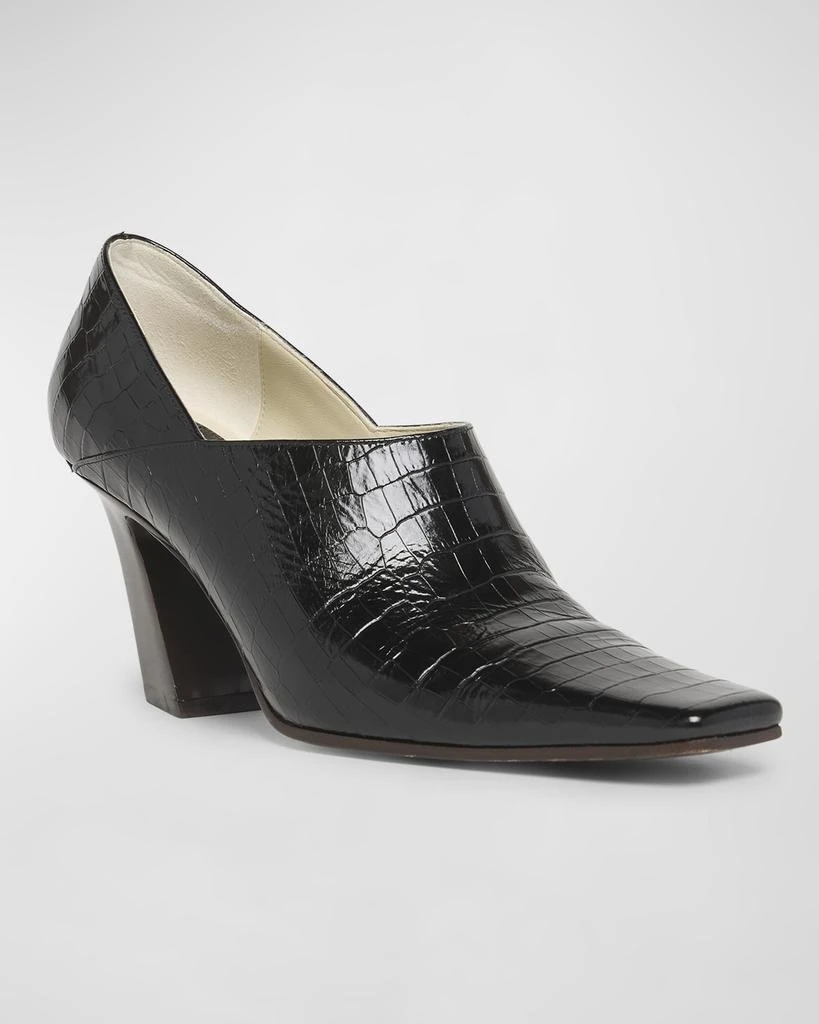 Bottega Veneta Lewis Croco Block-Heel Pumps 3
