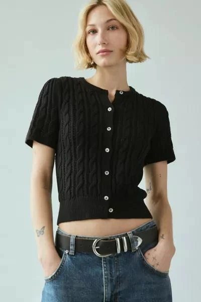 Kimchi Blue Kimchi Blue Vivian Cable Knit Short Sleeve Cardigan 1