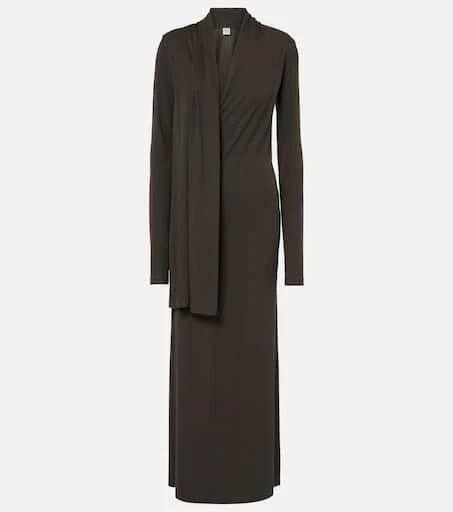 Totême Scarf-detail jersey maxi dress 1