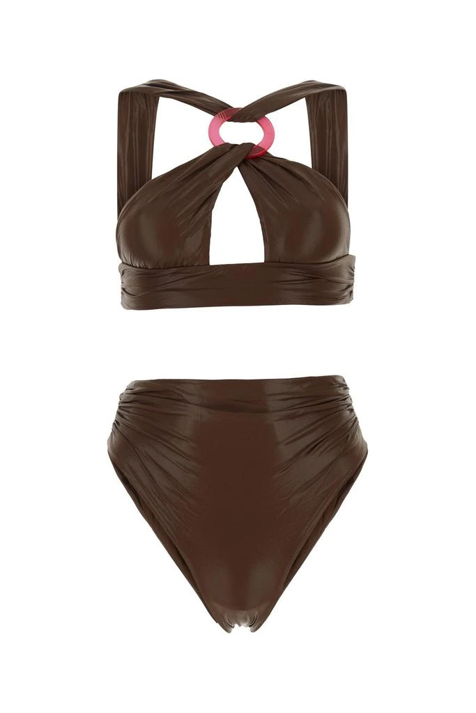 The Attico The Attico Cross Strap Faux-Leather Bikini Set 1