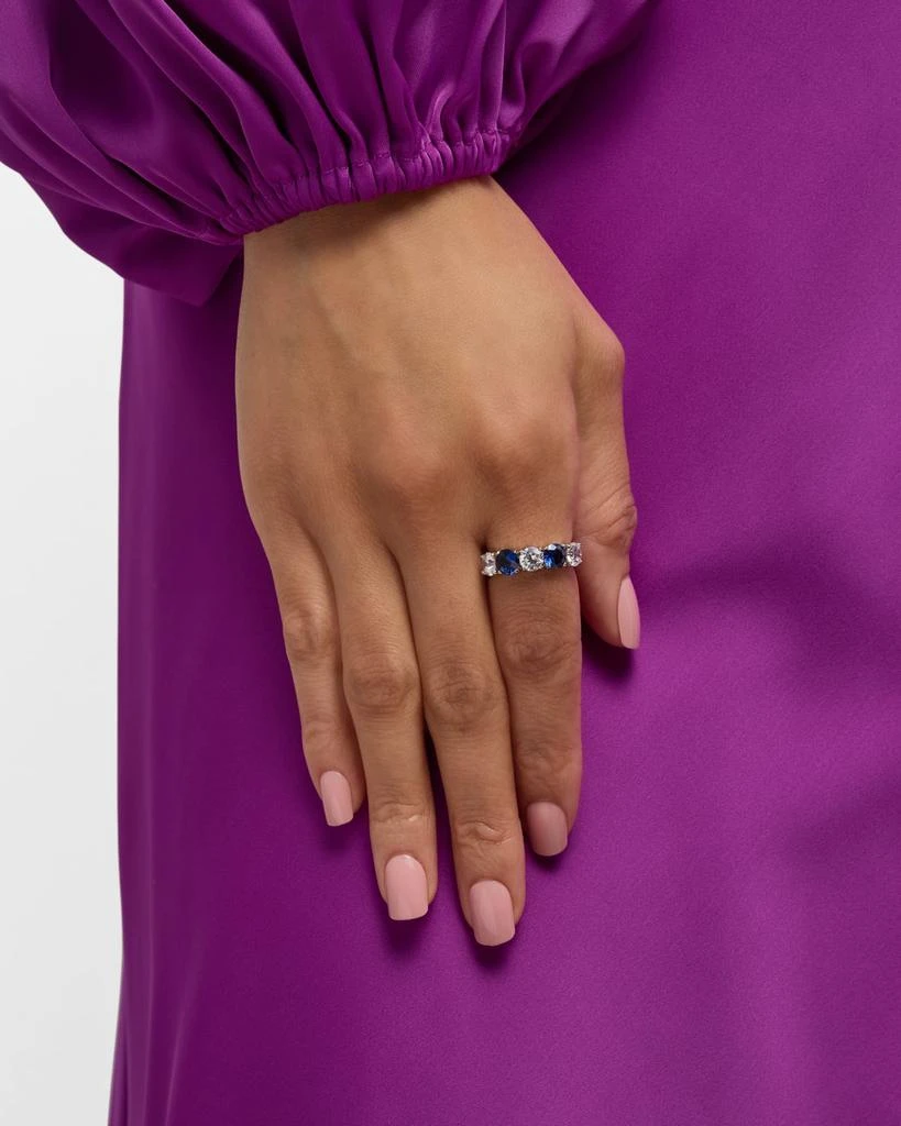 Fantasia by DeSerio Alternating Sapphire and Cubic Zirconia Half Eternity Band 2