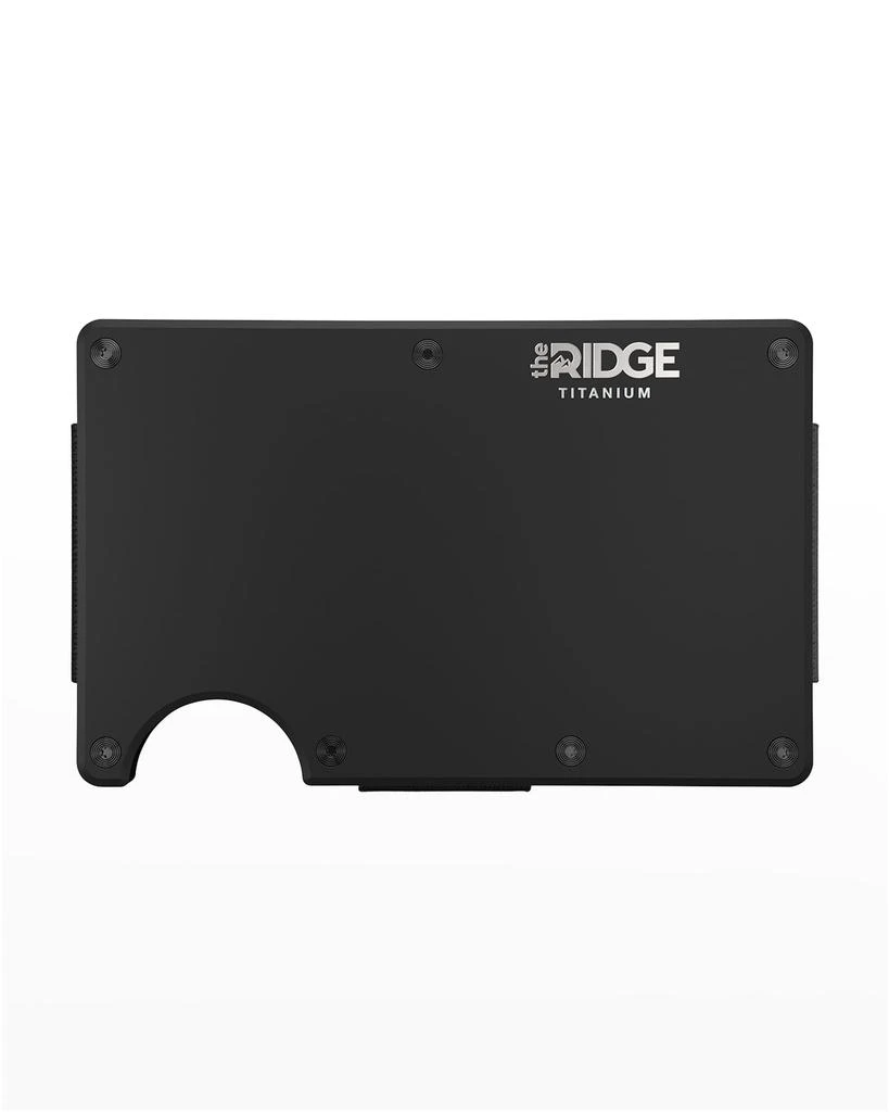 The Ridge Men's RFID Cash Strap Metal Wallet, Matte Black Titanium 1