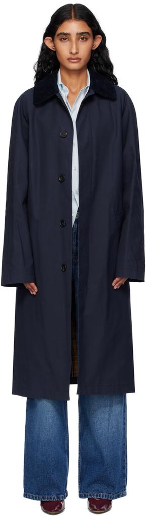 【関税込み】A.P.C. ネイビー Mac Eduoard トレンチコート A.P.C. Navy Mac Eduoard Trench Coat - Coats - BeyondStyle
