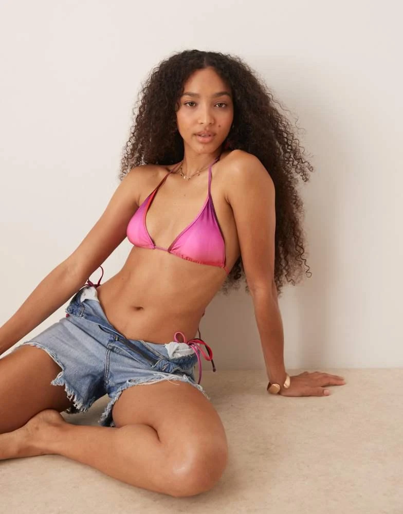 Mango Mango sunset gradient triangle bikini top in pink 3