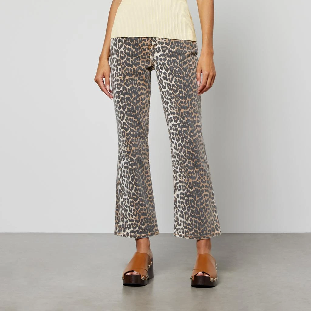 Ganni Leopard-Print Cotton-Blend Denim Jeans 1