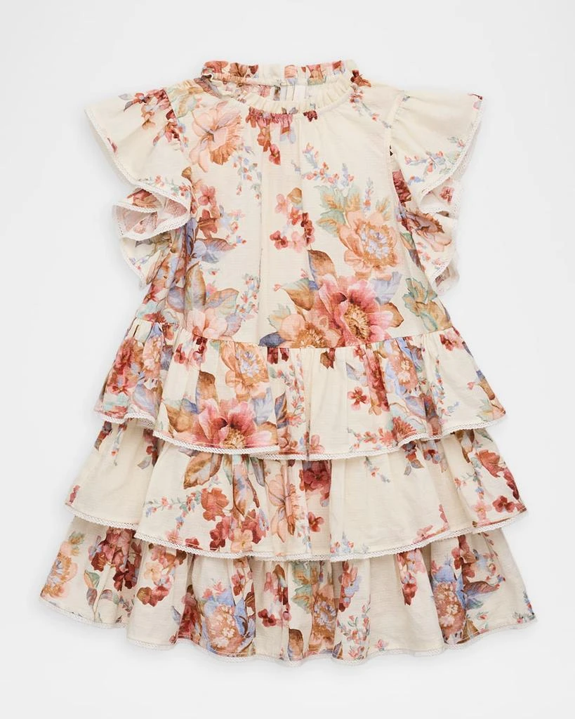 Zimmermann Girl
s Awaken Flutter-Sleeve Tiered Dress, Size 1-12
