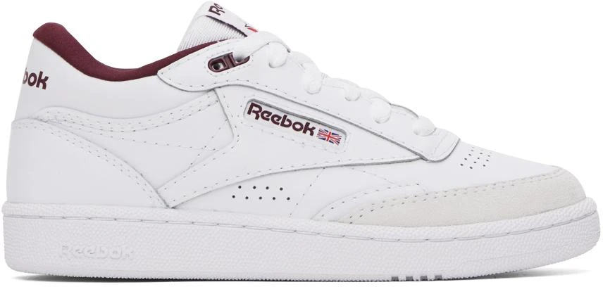 Reebok White & Burgundy Club C Mid II Sneakers 1