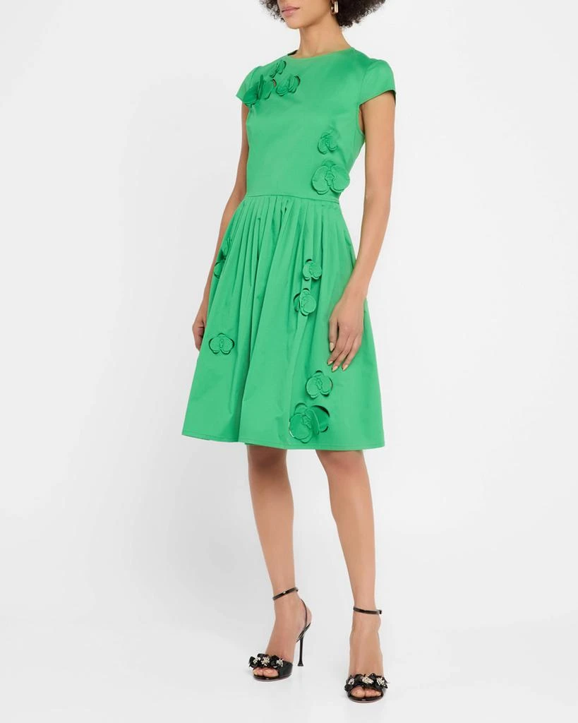 Oscar de la Renta Orchid Cutout Cotton-Twill Sleeveless Midi Dress 4