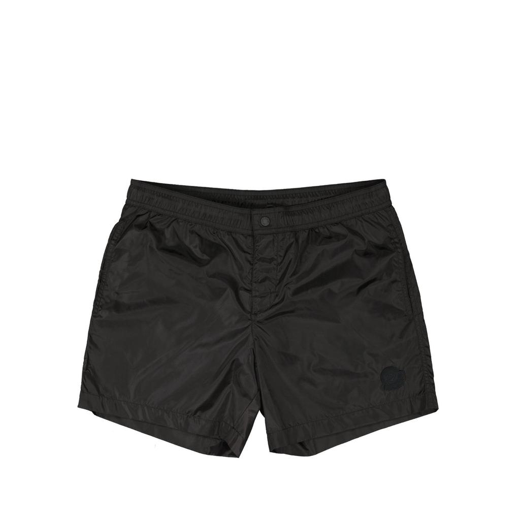 ★ stone swimwear nylonl M 黒 ★ STONE ISLAND Straight-Leg Mid-Length Logo-Appliquéd Nylon Metal