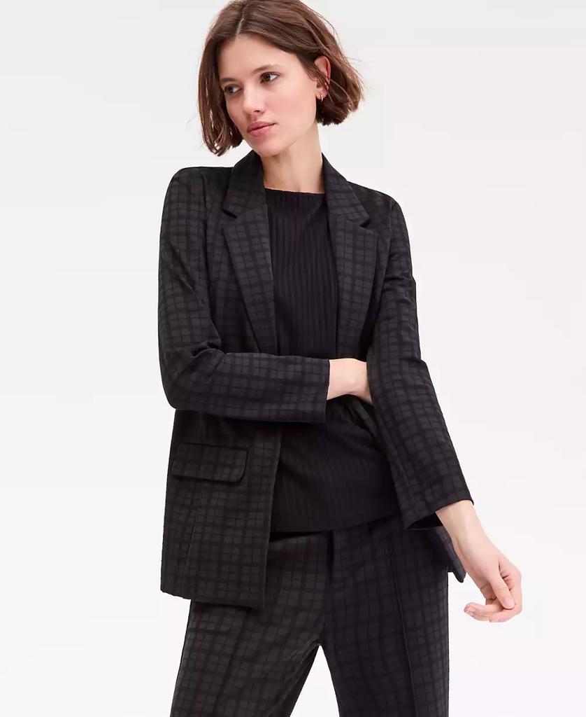 Liverpool Los Angeles Women's Plaid Jacquard Knit Boyfriend Blazer