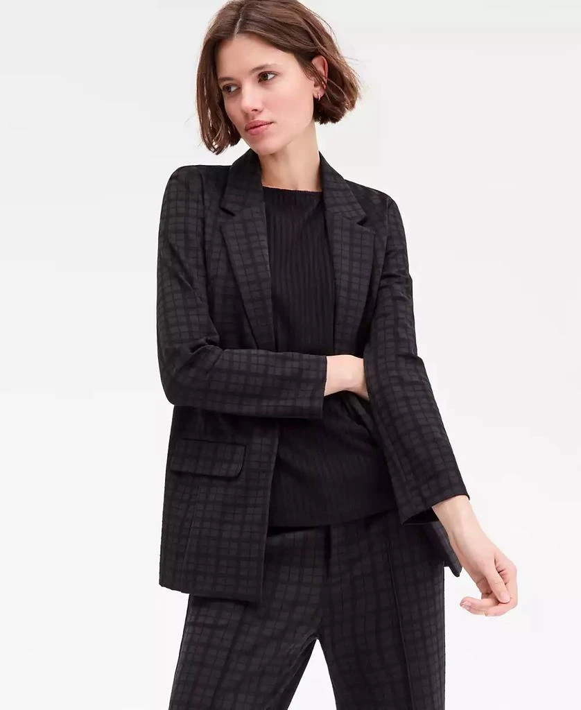 Liverpool Los Angeles Women's Plaid Jacquard Knit Boyfriend Blazer 1