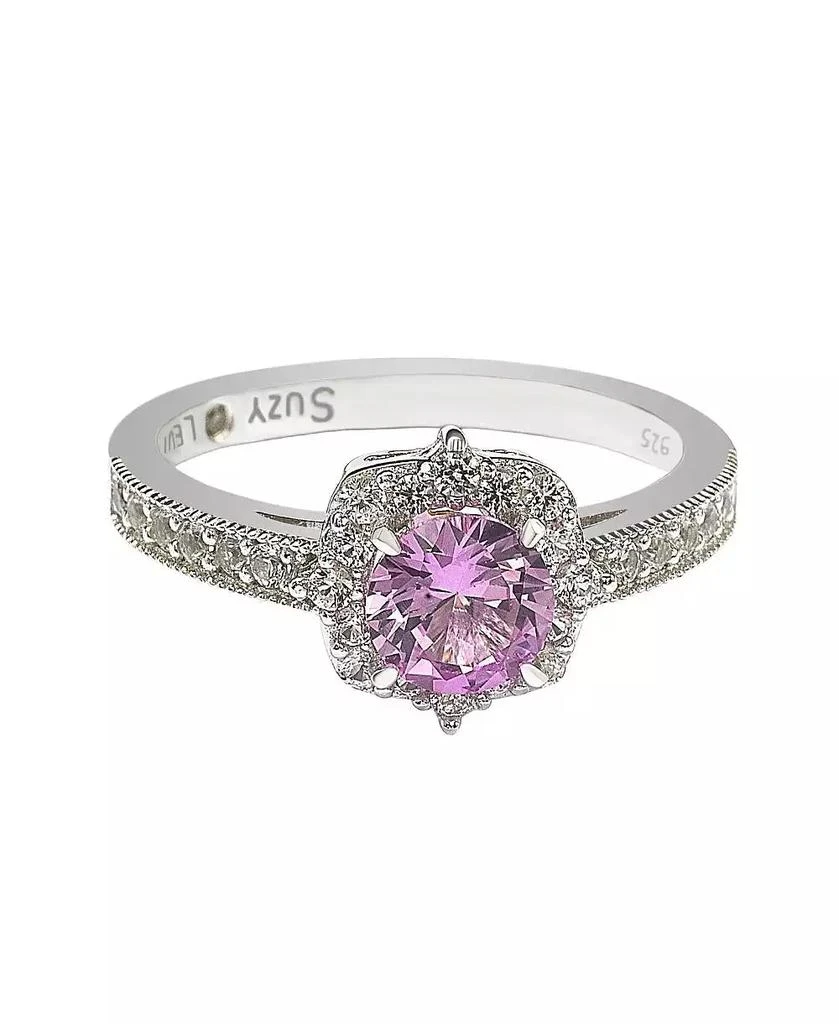Suzy Levian New York Suzy Levian Sterling Silver Sapphire 
Created White Sapphire Eccentric Halo Center Stone Ring 2