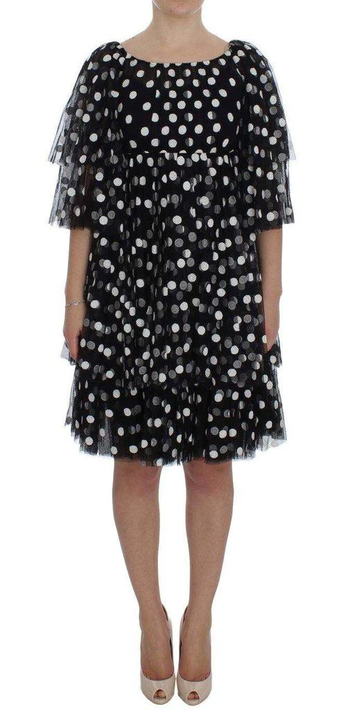 Dolce & Gabbana Dolce & Gabbana  Black White Polka Dotted Ruffled Dress 1