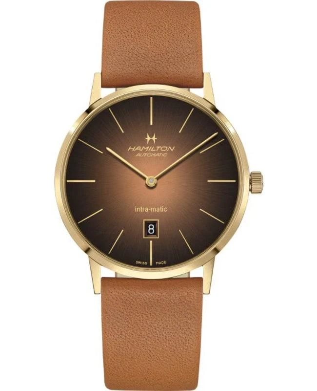 Hamilton Hamilton American Classic INTRA-MATIC AUTO Brown Dial Leather Strap Men's Watch H38735501 1