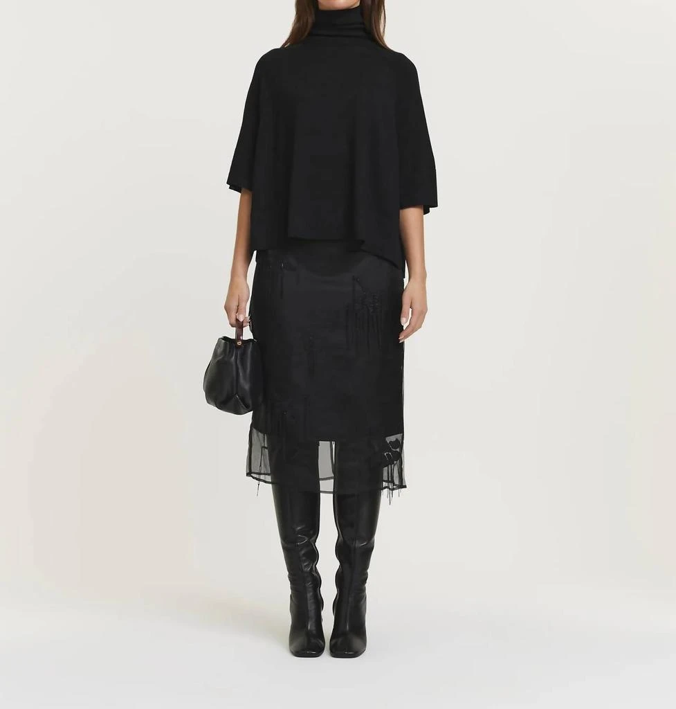 Psophia Short Sleeve Turtleneck/poncho In Black 3